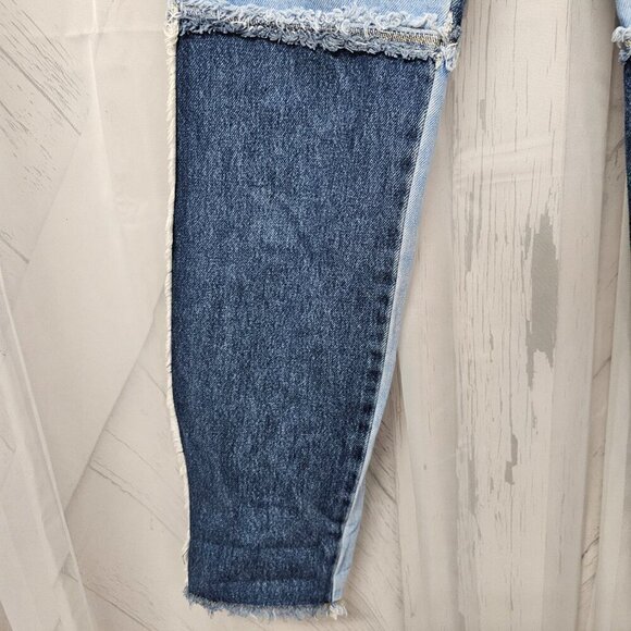 Ragged Priest Blue Denim Raw Seam Patchwork Jeans Size 28 - Picture 7 of 16